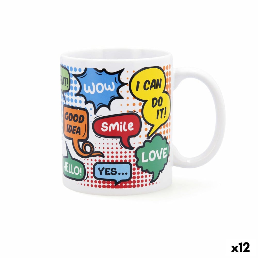 Tasse Quid Wow Bandes dessinées Multicouleur Céramique 330 ml (12 Unités)