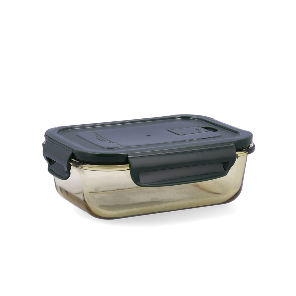 Hermetic Lunch Box Bidasoa Infinity Rectangular 630 ml Yellow Glass (12 Units)