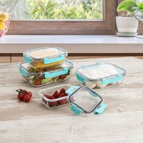 Hermetic Lunch Box Quid Purity Rectangular 1,5 L Transparent Glass (6 Units)