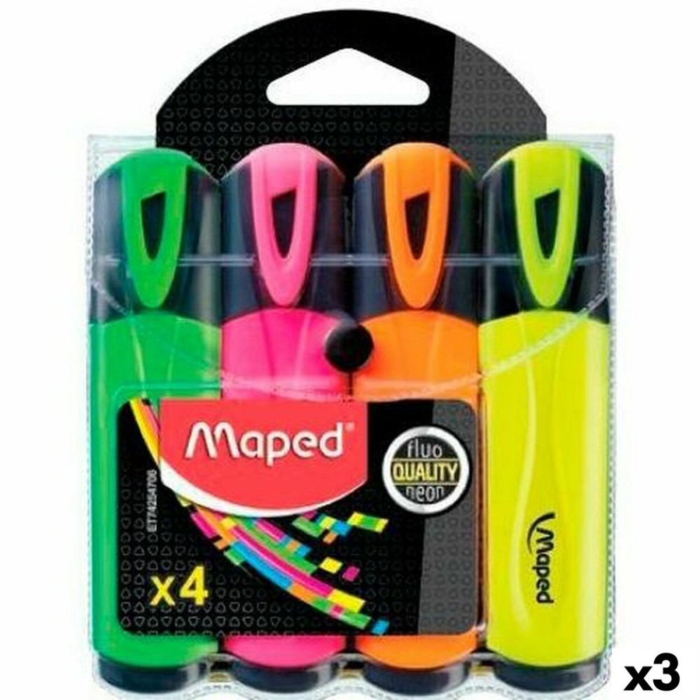 Ensemble de Marqueurs Fluorescents Maped Fluor Quality Neon Multicouleur (3 Unités)