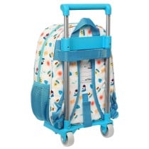 School Rucksack with Wheels Baby Shark Surfing Blue White 26 x 34 x 11 cm