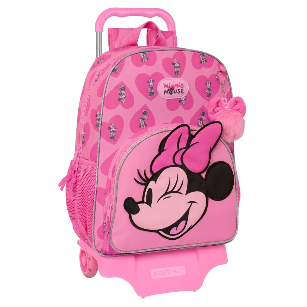 School Rucksack with Wheels Minnie Mouse Loving Pink 33 x 42 x 14 cm