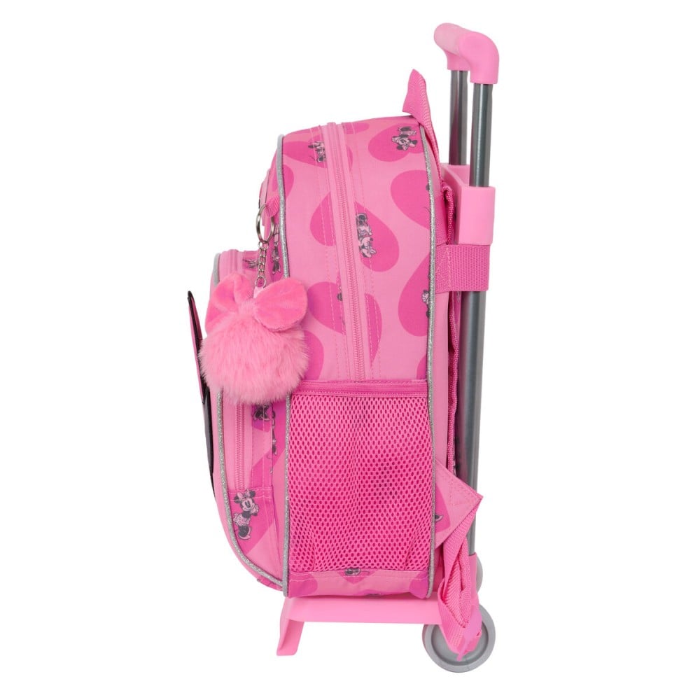 School Rucksack with Wheels Minnie Mouse Loving Pink 28 x 34 x 10 cm