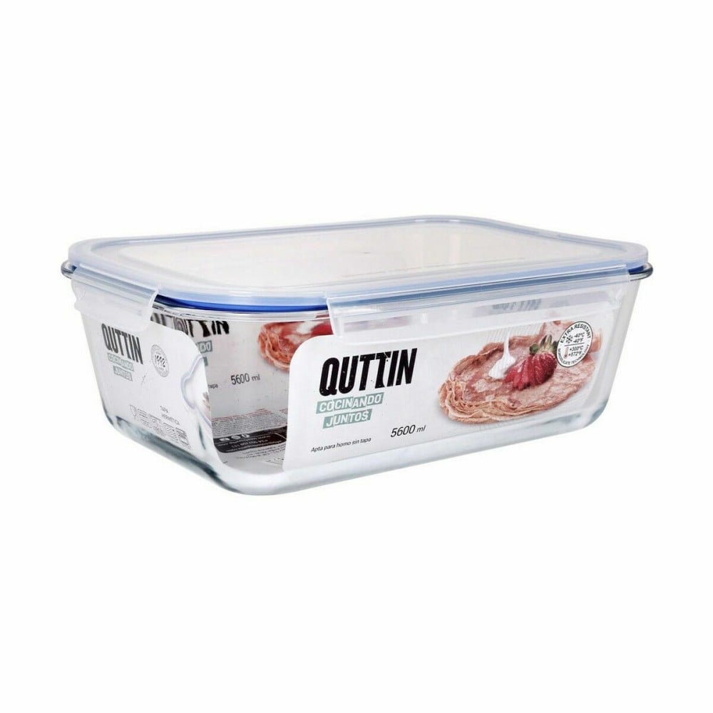 Hermetic Lunch Box Quttin Transparent Rectangular 5,6 L (4 Units)