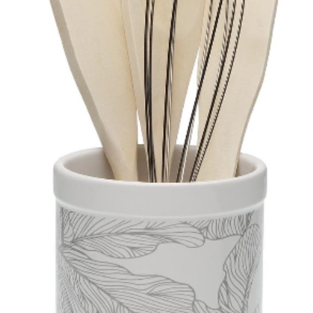 Pot for Kitchen Utensils Versa Ceramic Palm tree 10 x 15 x 10 cm