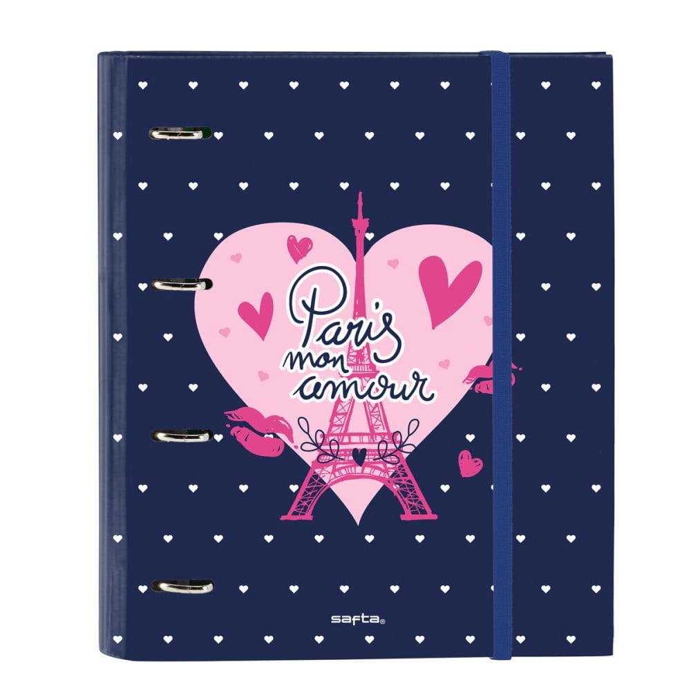 Ring binder Safta Paris Pink Navy Blue 27 x 32 x 3.5 cm