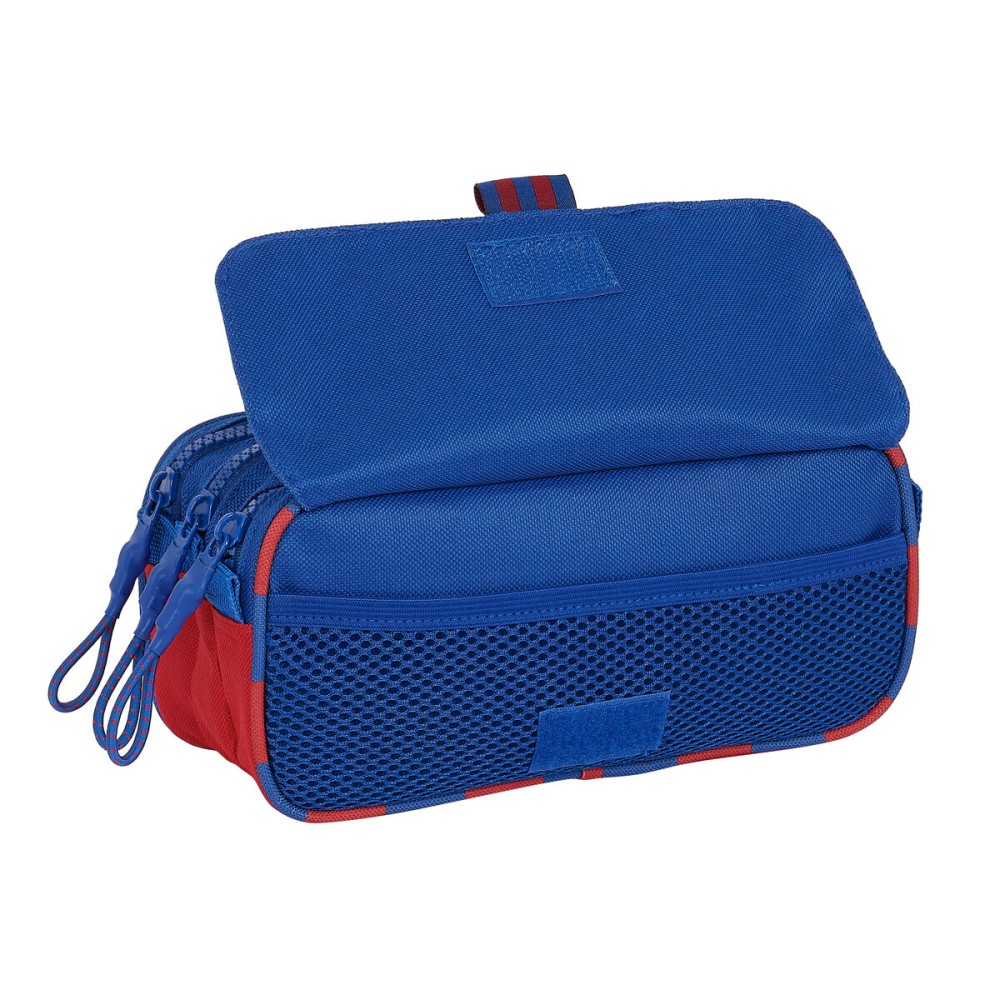 Trousse Fourre-Tout Double F.C. Barcelona Bleu Bordeaux 21,5 x 10 x 8 cm