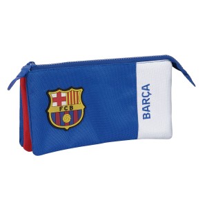 Trousse Fourre-Tout Double F.C. Barcelona Bleu Bordeaux 22 x 12 x 3 cm