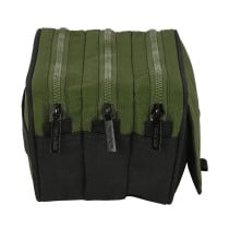 Trousse Fourre-Tout Triple Safta Dark forest Noir Vert 21,5 x 10 x 8 cm