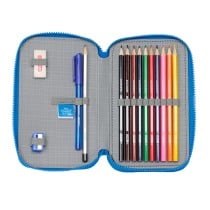 Double Pencil Case Donald Blue 12.5 x 19.5 x 4 cm (28 Pieces)