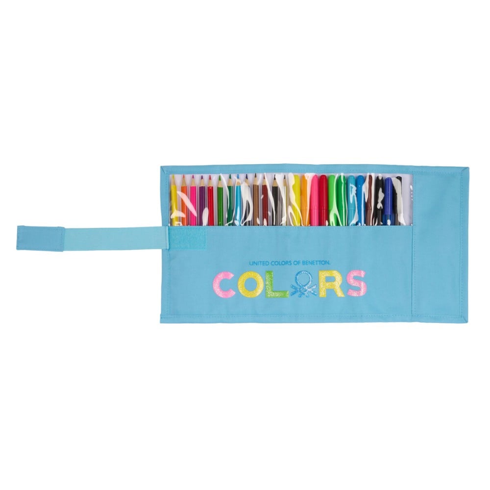 Pochette crayons Benetton Spring Enveloppante Bleu ciel 7 x 20 x 7 cm (27 Pièces)