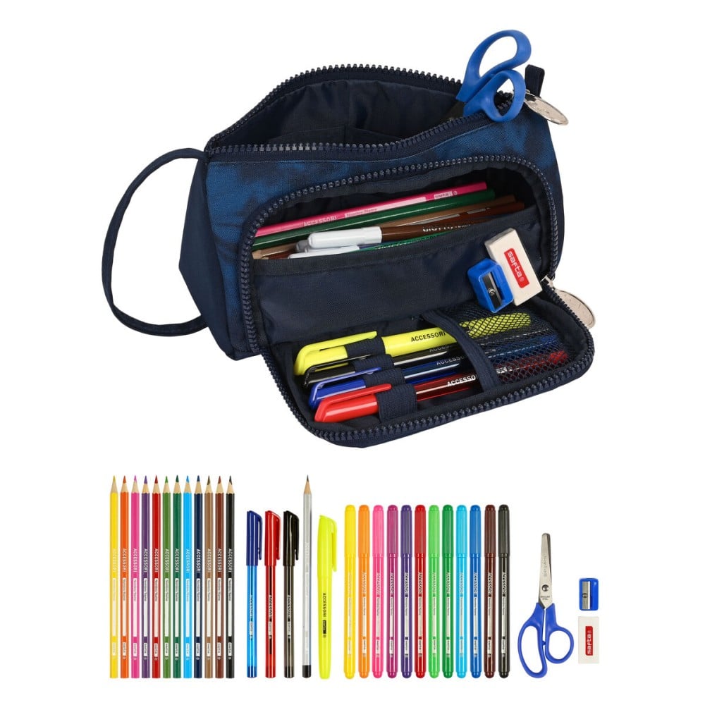 Trousse Scolaire avec Accessoires Batman Legendary Blue marine 20 x 11 x 8.5 cm (32 Pièces)