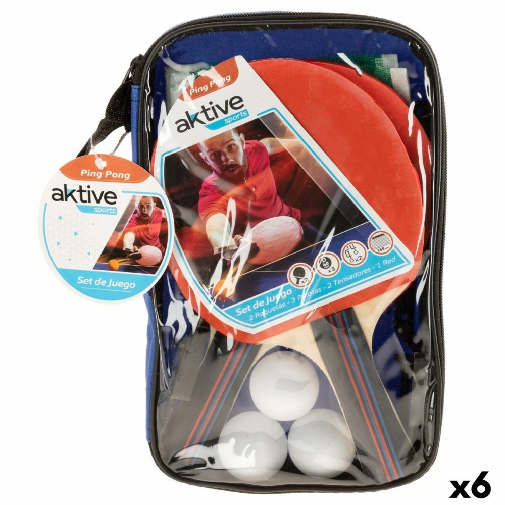 Ping Pong Set Aktive 15 x 25,5 x 1 cm (6 Units)