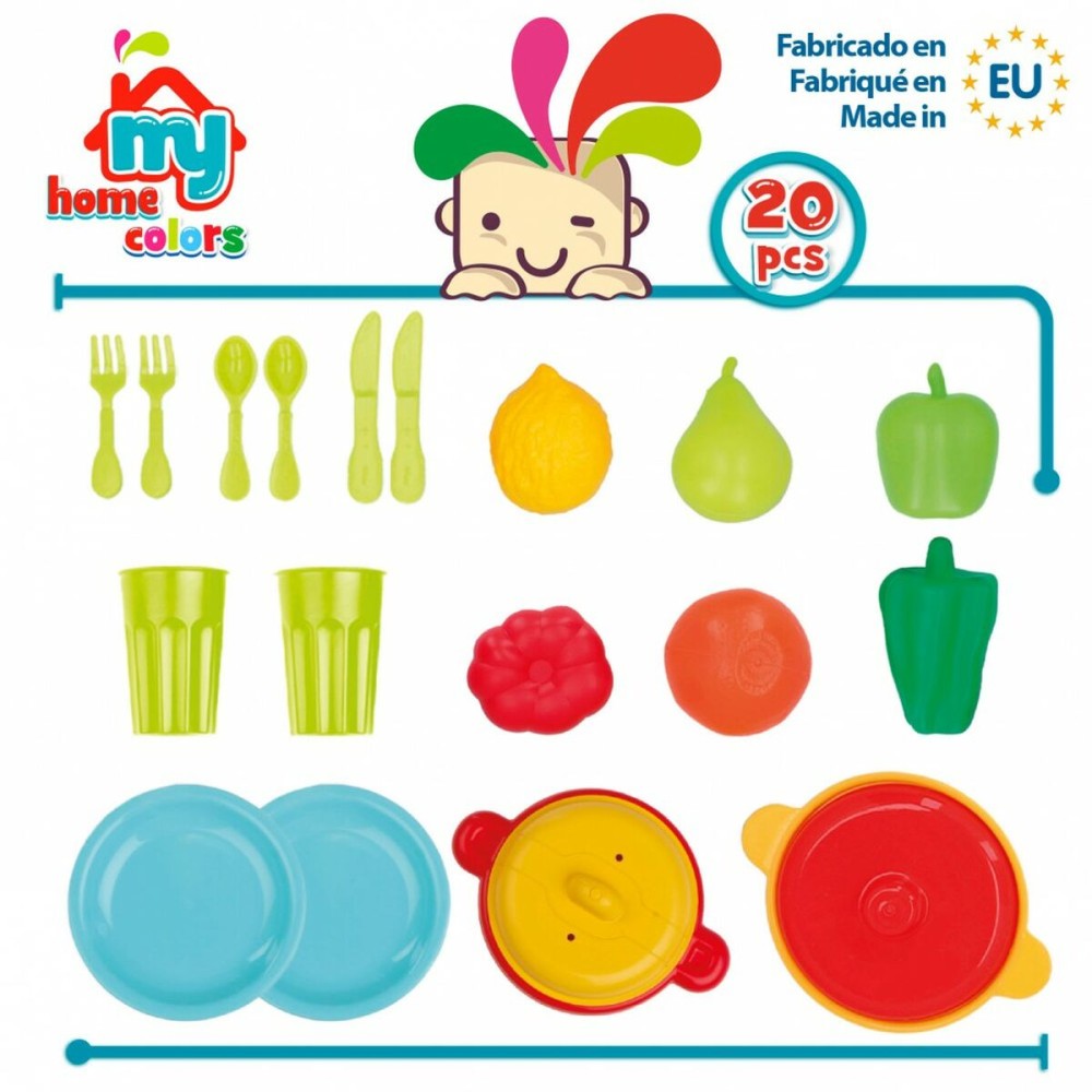 Set de jouets alimentaires Colorbaby Linge et ustensiles de cuisine 20 Pièces (12 Unités)