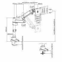 Bildschirm-Träger für den Tisch V7 DMPRO2TA-3N 17" 32"