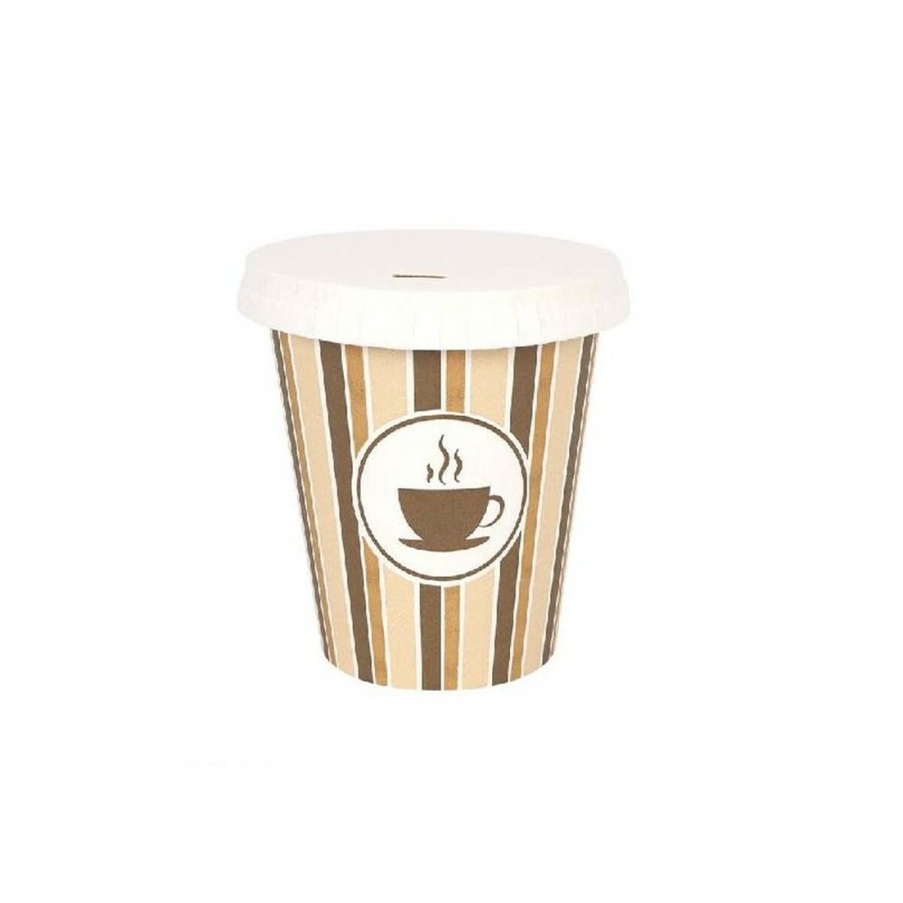 Set de Verres Algon Avec couvercle Produits à usage unique Café Carton 6 Pièces 250 ml (20 Unités)