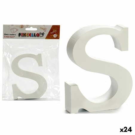 Lettre Pincello S Blanc Bois 2 x 16 x 14,5 cm (24 Unités)