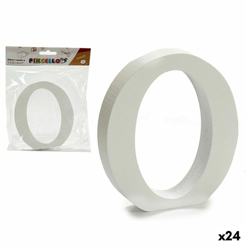 Letter O White Wood 2 x 16 x 14,5 cm (24 Units)