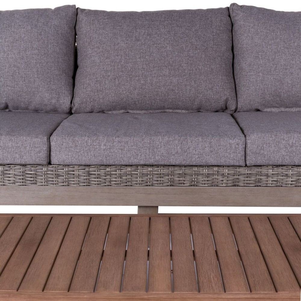 Garden sofa Patsy Grey Aluminium Rattan Acacia 220 x 89 x 64,50 cm