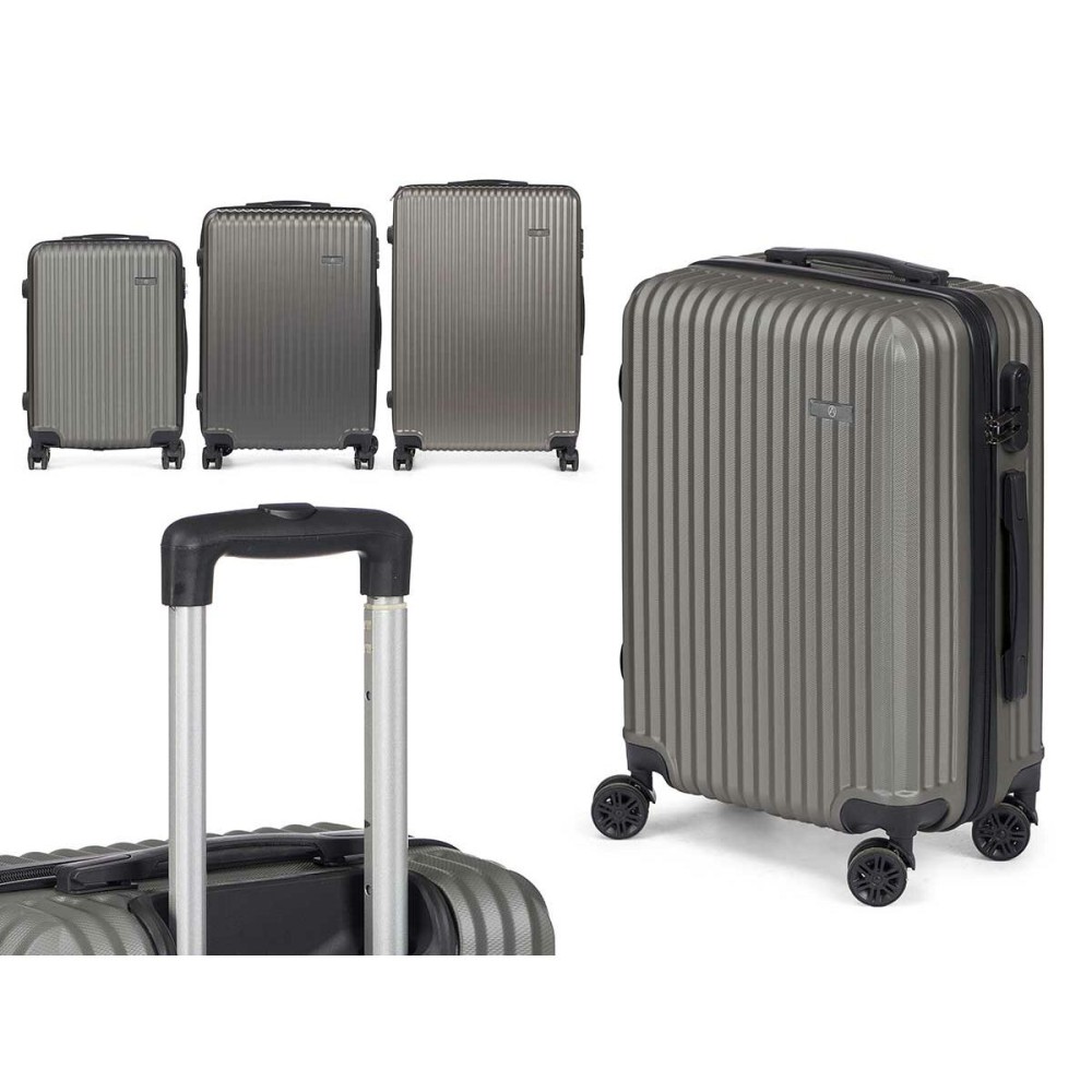 Set of suitcases Dark grey Stripes 3 Pieces