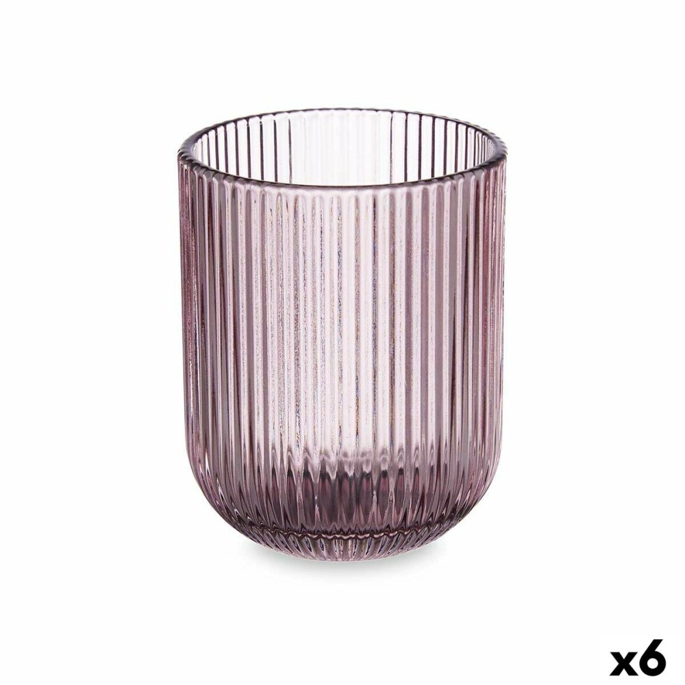 Verre Rayures Rose Verre 270 ml (6 Unités)