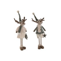 Christmas bauble Home ESPRIT Green Beige Reindeer 29 x 16 x 60 cm (2 Units)