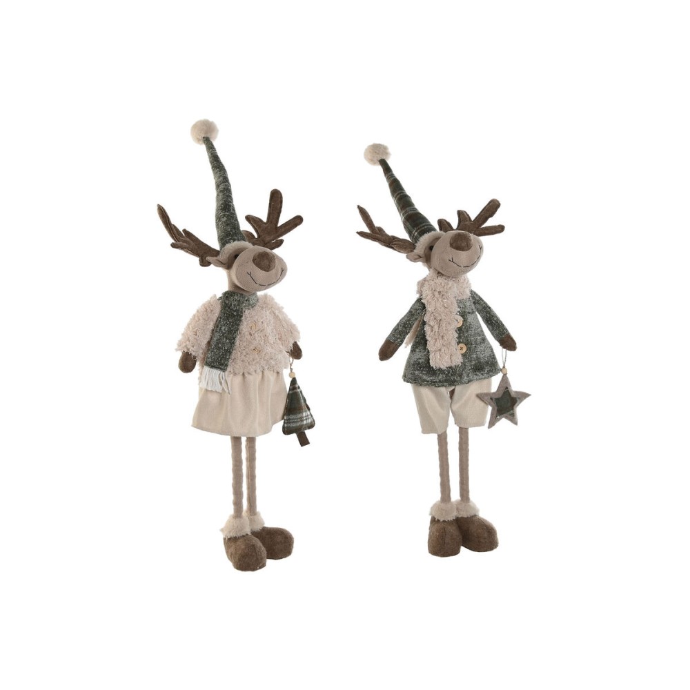 Christmas bauble Home ESPRIT Green Beige Reindeer 29 x 16 x 60 cm (2 Units)