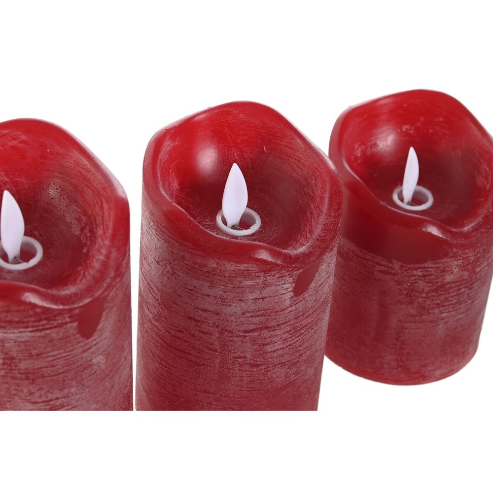 LED Candle Home ESPRIT Red 26,5 x 8 x 17 cm (3 Pieces)