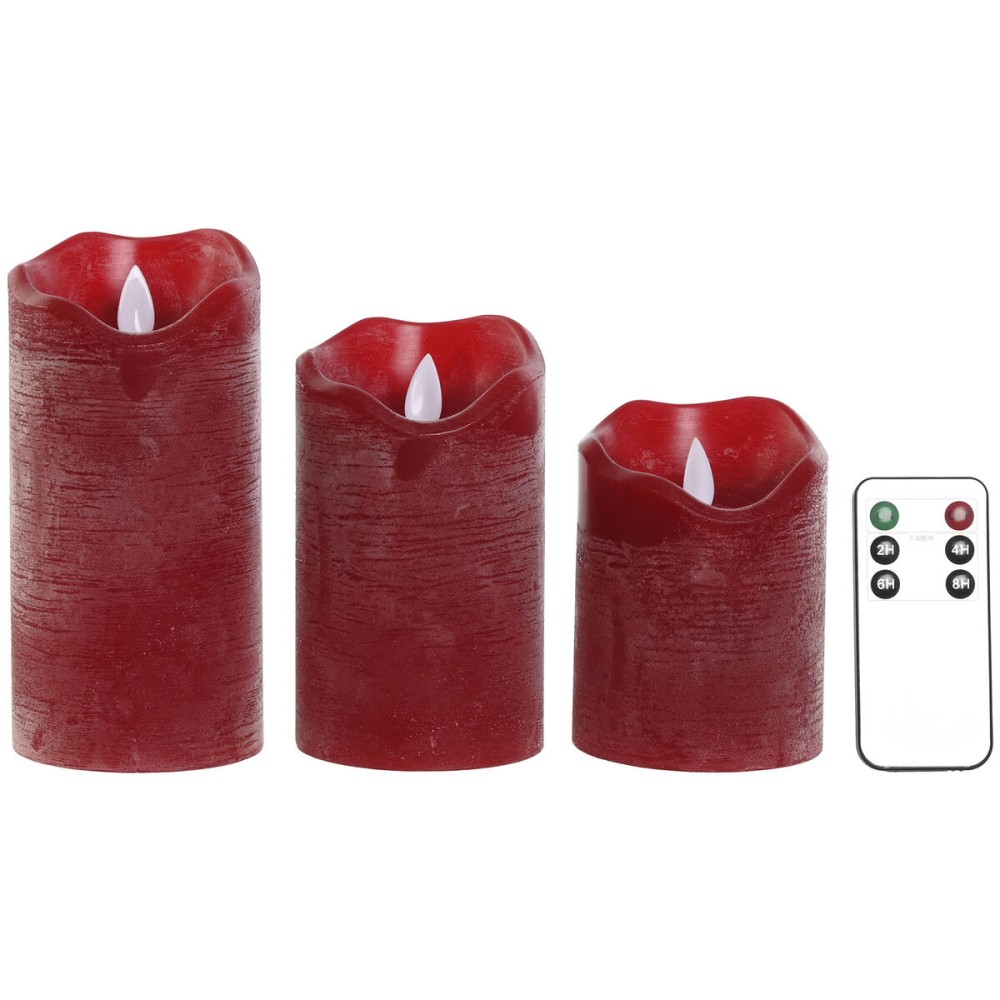 LED Candle Home ESPRIT Red 26,5 x 8 x 17 cm (3 Pieces)