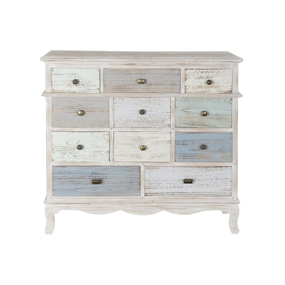 Chest of drawers Home ESPRIT Blue White Light grey Cottage 94 x 35 x 87 cm