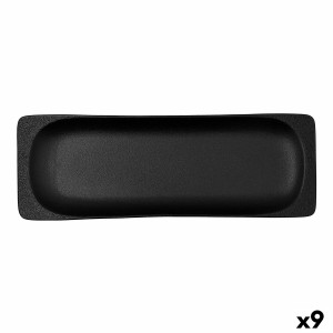 Tablett für Snacks Bidasoa Fosil Schwarz aus Keramik Tonerde 36 x 12,7 x 2,9 cm (9 Stück)