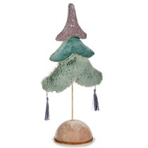 Weihnachtsbaum Polyester türkis Silberfarben Holz 12 x 43 x 22 cm (4 Stück)