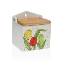 Salt Shaker with Lid Versa Ceramic Bamboo Dolomite Tulip 10 x 12,5 x 11 cm