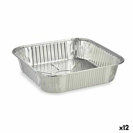 Ensemble de plats pour la cuisine Kinvara 23241 Aluminium Carré 20,5 x 6,5 x 20,5 cm Jetable (12 Unités)