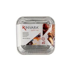 Set of Kitchen Dishes Kinvara 23241 Aluminium Squared 20,5 x 6,5 x 20,5 cm Disposable (12 Units)