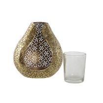 Candleholder Home ESPRIT Golden Metal Crystal 12,5 x 11,5 x 13,5 cm