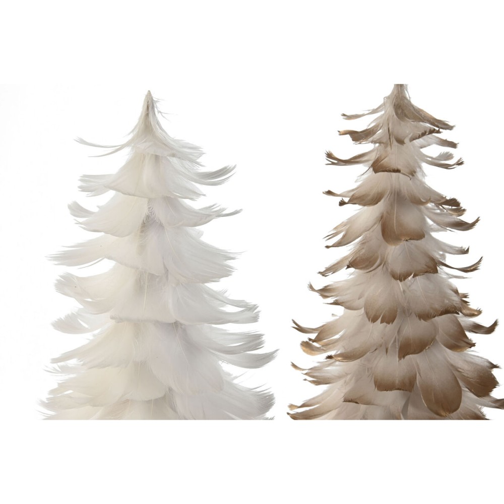 Christmas Tree Home ESPRIT White Golden Cardboard Feather 22 x 22 x 46 cm (2 Units)