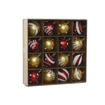 Boules de Noël Home ESPRIT Rouge Doré PVC 25 x 6 x 25 cm (16 Pièces)