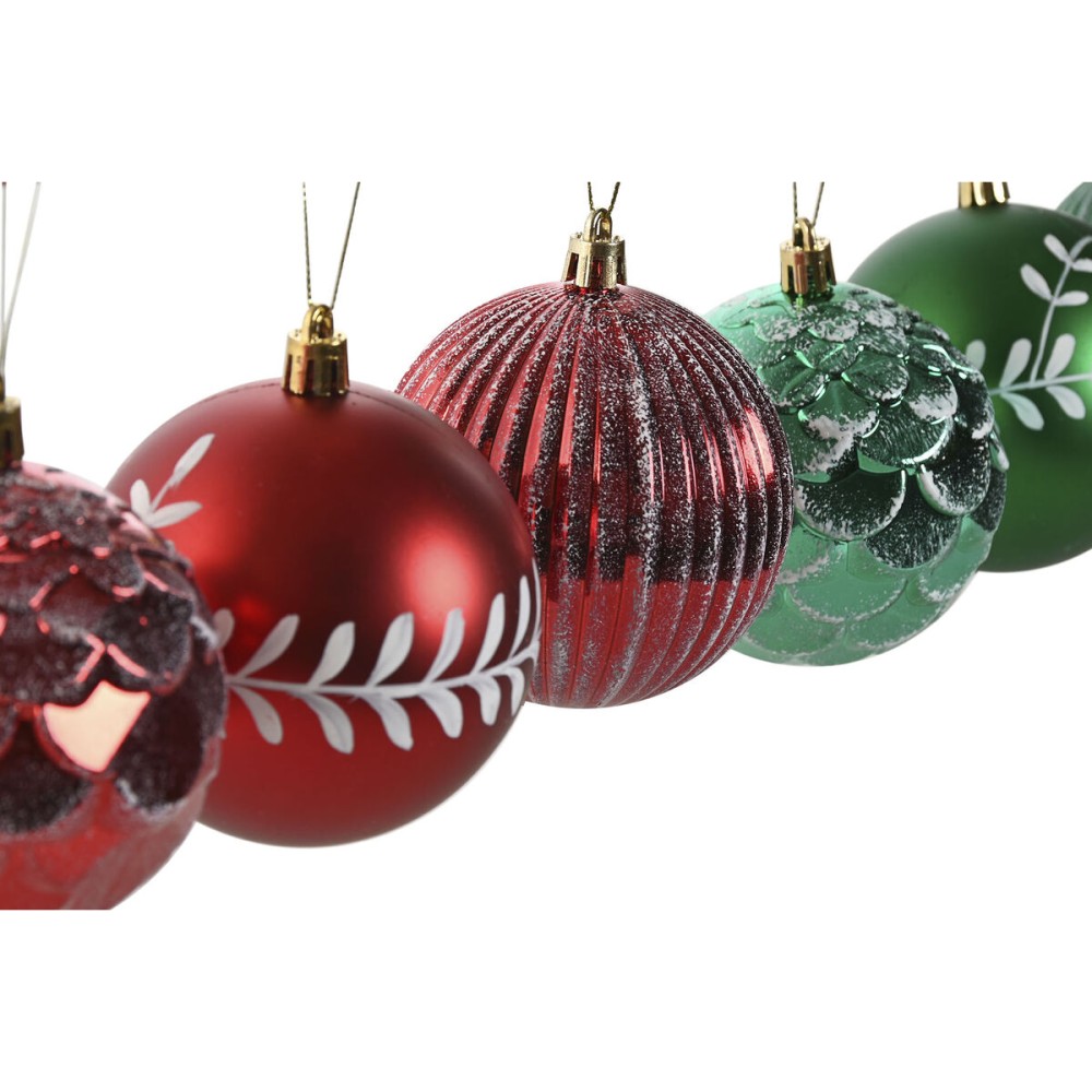 Christmas Baubles Home ESPRIT Red Green PVC 16 x 16 x 24 cm (2 Units)