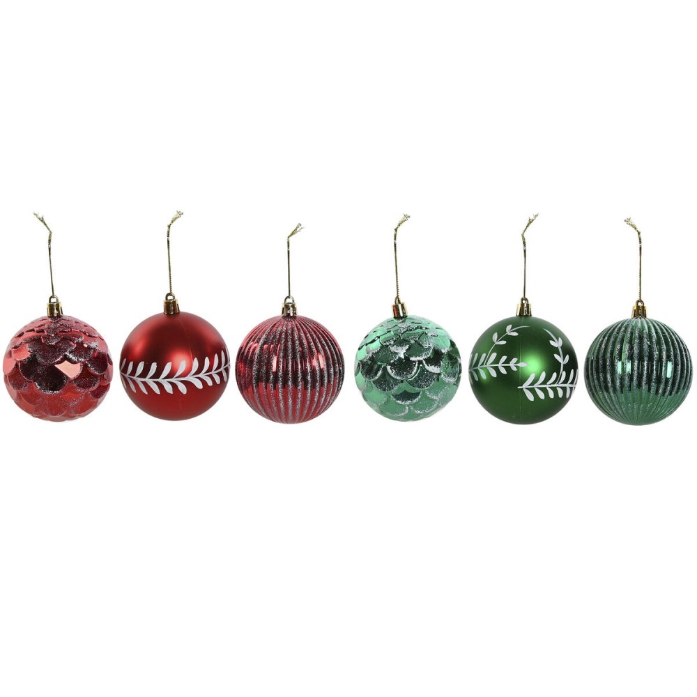 Christmas Baubles Home ESPRIT Red Green PVC 16 x 16 x 24 cm (2 Units)