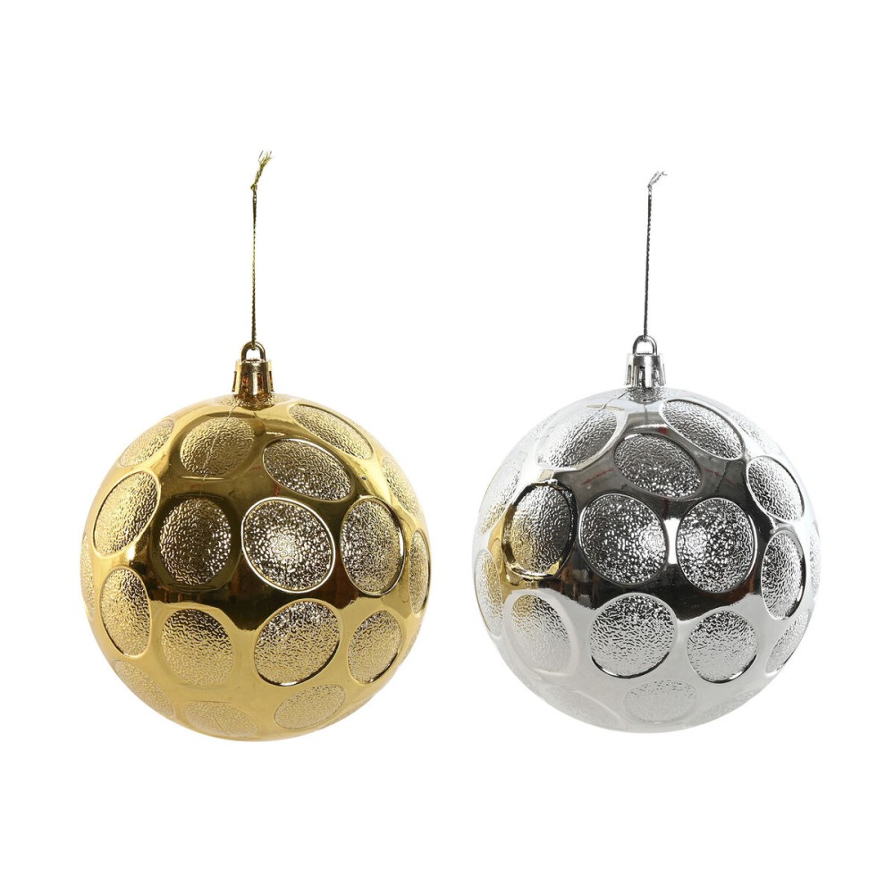 Christmas Baubles Home ESPRIT Golden Silver PVC 20 x 10 x 30 cm (2 Units)