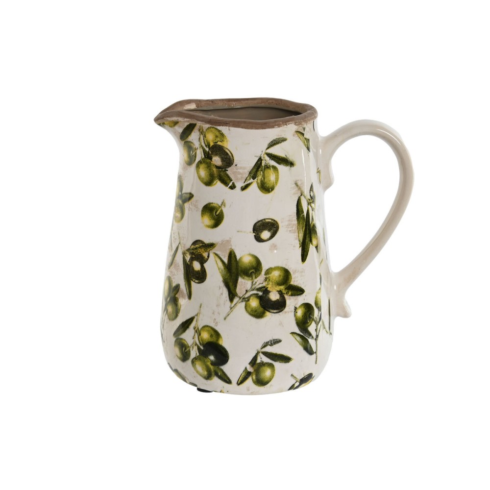 Jug Home ESPRIT White Brown Green Stoneware Shabby Chic Olive