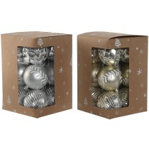 Christmas Baubles Home ESPRIT Golden Silver PVC 16 x 16 x 24 cm (2 Units)