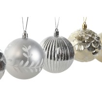 Christmas Baubles Home ESPRIT Golden Silver PVC 16 x 16 x 24 cm (2 Units)