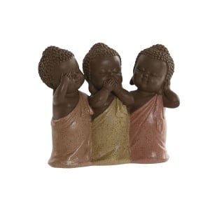 Deko-Figur Home ESPRIT Orange Koralle Neongrün Harz Buddha Orientalisch 15,5 x 6 x 13 cm