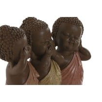 Deko-Figur Home ESPRIT Orange Koralle Neongrün Harz Buddha Orientalisch 15,5 x 6 x 13 cm