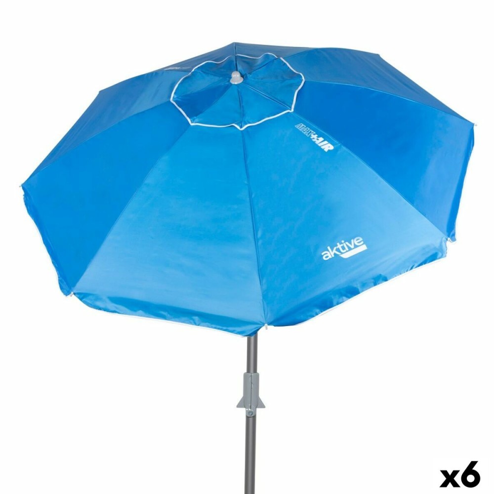 Parasol Aktive Bleu Polyester Aluminium 200 x 205 x 200 cm (6 Unités)