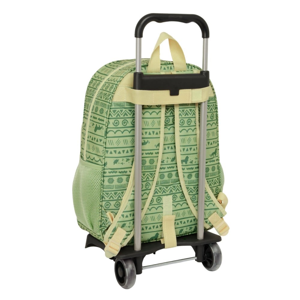 School Rucksack with Wheels Mufasa Green Beige 33 x 42 x 14 cm