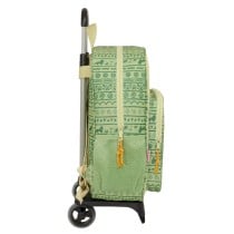 School Rucksack with Wheels Mufasa Green Beige 33 x 42 x 14 cm