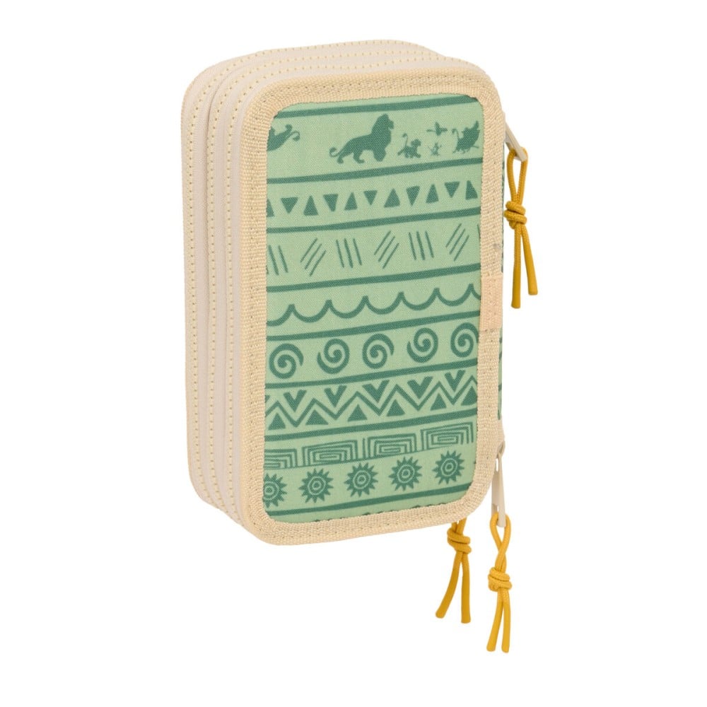 Triple Pencil Case Mufasa Green Beige 12,5 x 19,5 x 5,5 cm 37 Pieces